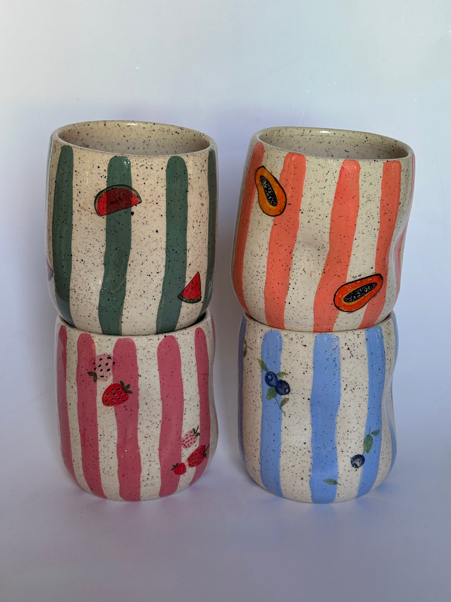 Strawberry/Stripes Pinched Cup