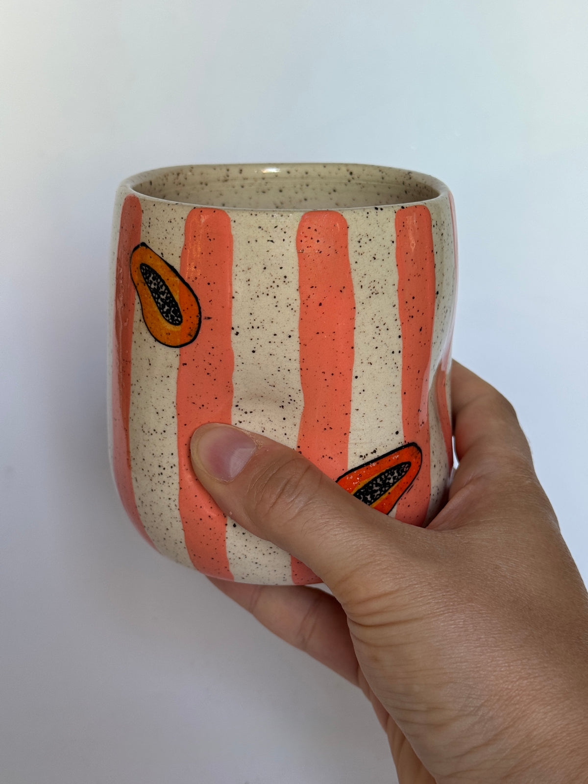 Papaya/Stripes Pinched Cup