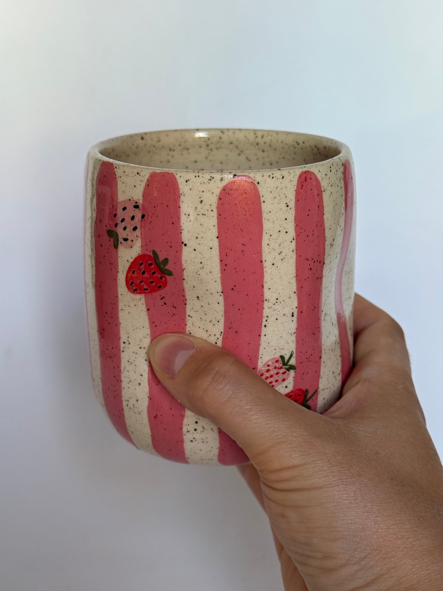 Strawberry/Stripes Pinched Cup