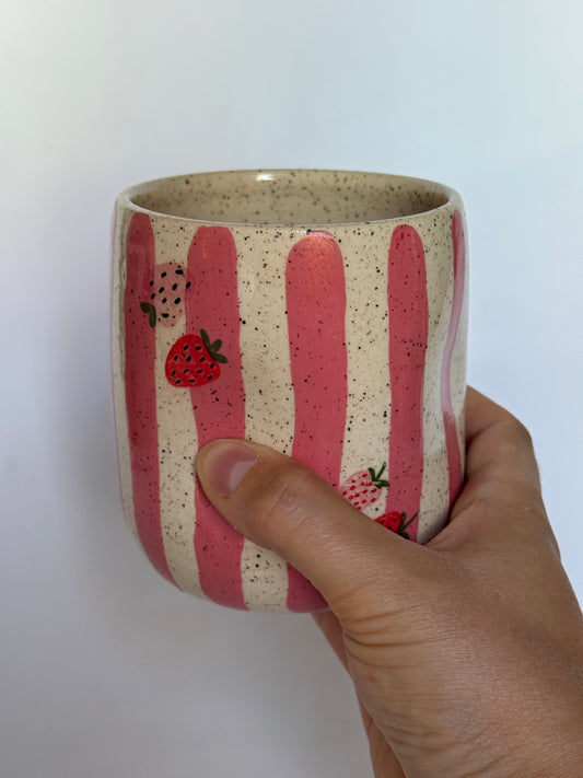 Strawberry/Stripes Pinched Cup