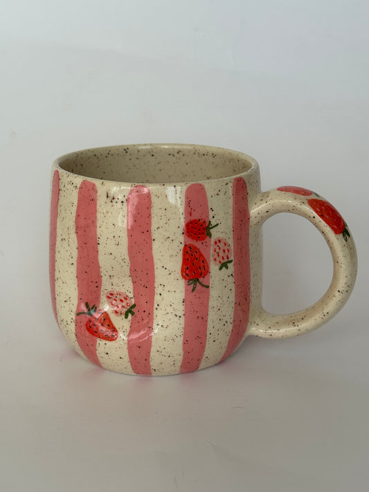 Strawberry/Stripes Pinched Mug