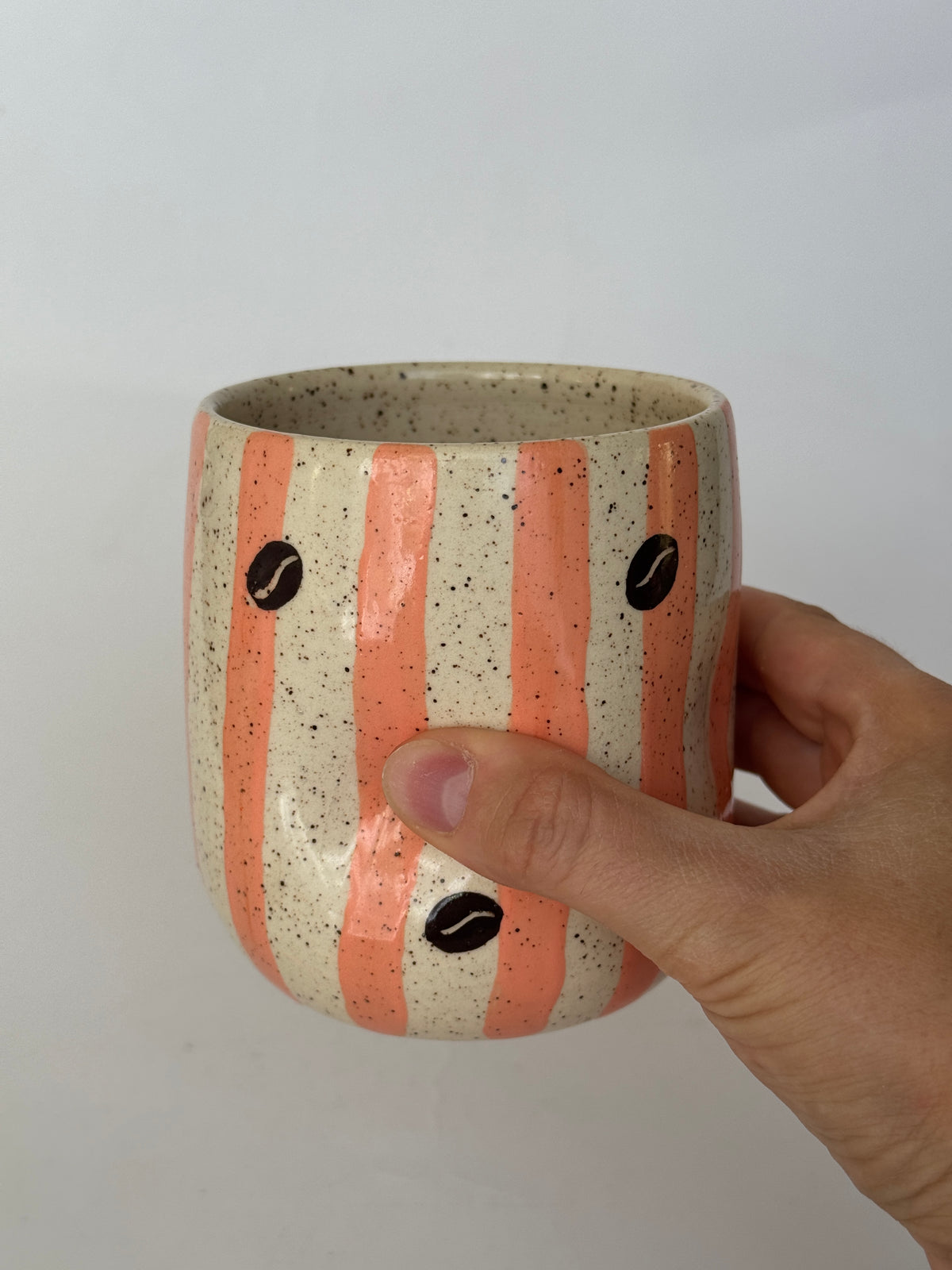 Coffee Beans/Stripes Pinched Cup
