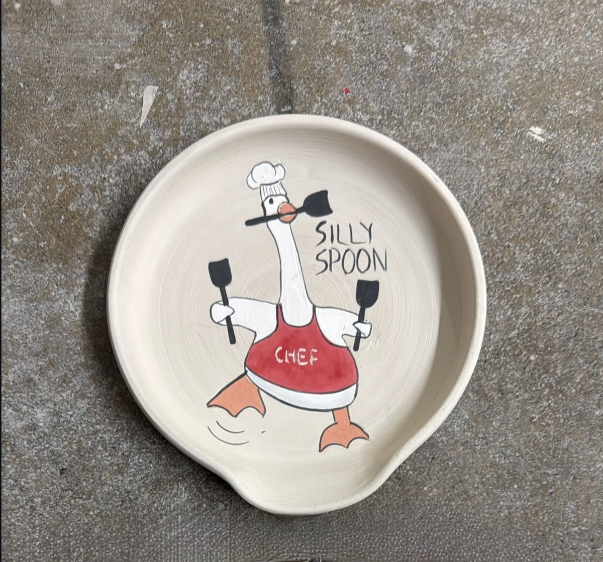 PREORDER Spoon Rest Silly Goose Red Apron #2