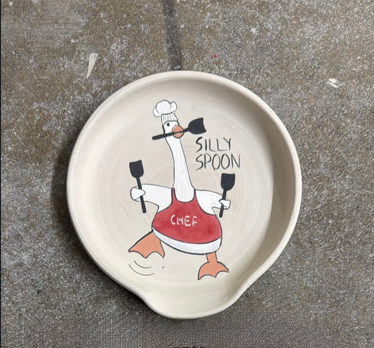 PREORDER Spoon Rest Silly Goose Red Apron #2