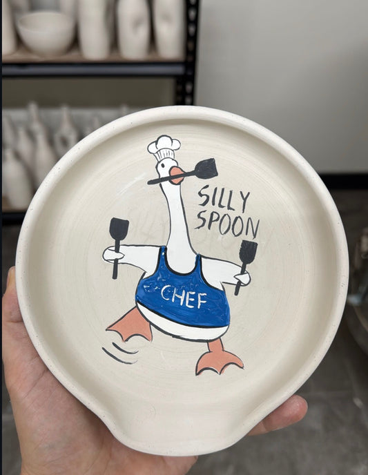 PREORDER Spoon Rest Silly Goose Blue Apron #3